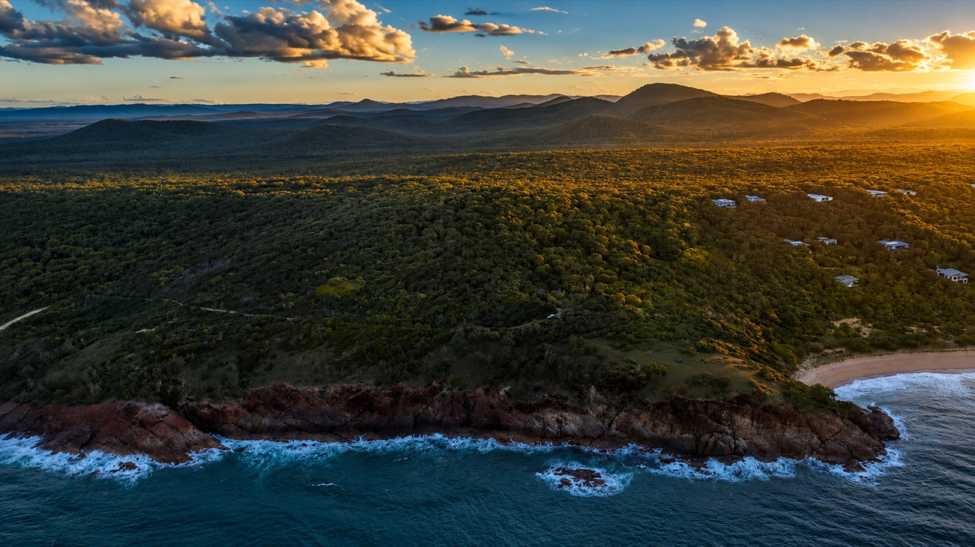Looking west over the estate to the hinterland at sunset
